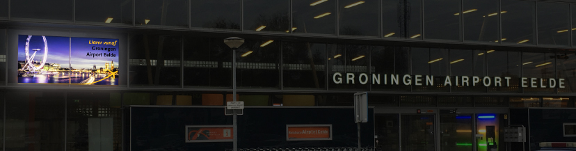 Verlicht reclame LED bord Groningen Airport Eelde (GAE)